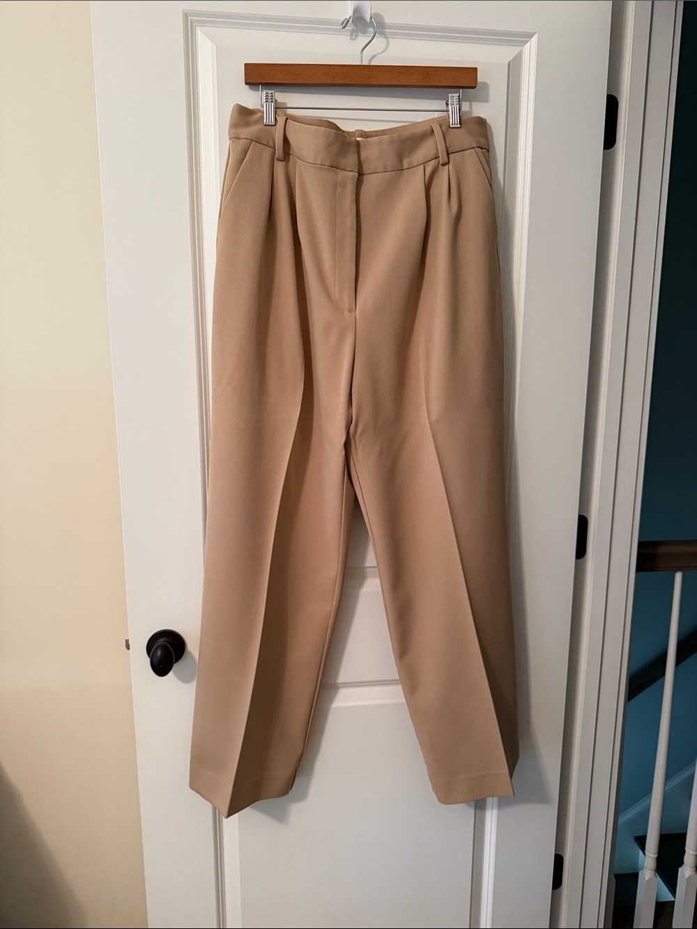 Favorite Daughter "The Favorite Pant" Tailored High-Rise Trousers in Tan